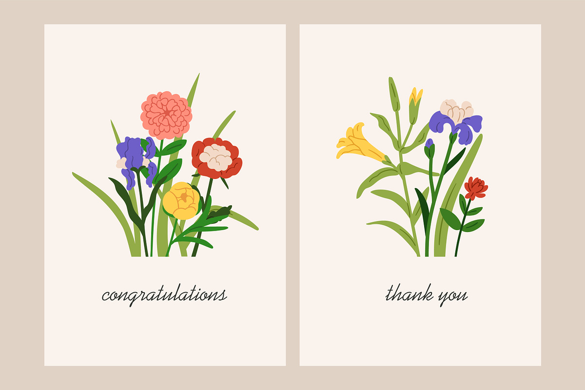 Floral greeting card designs set, a Decorative Illustration by Good Studio (Photo 3 of 6)