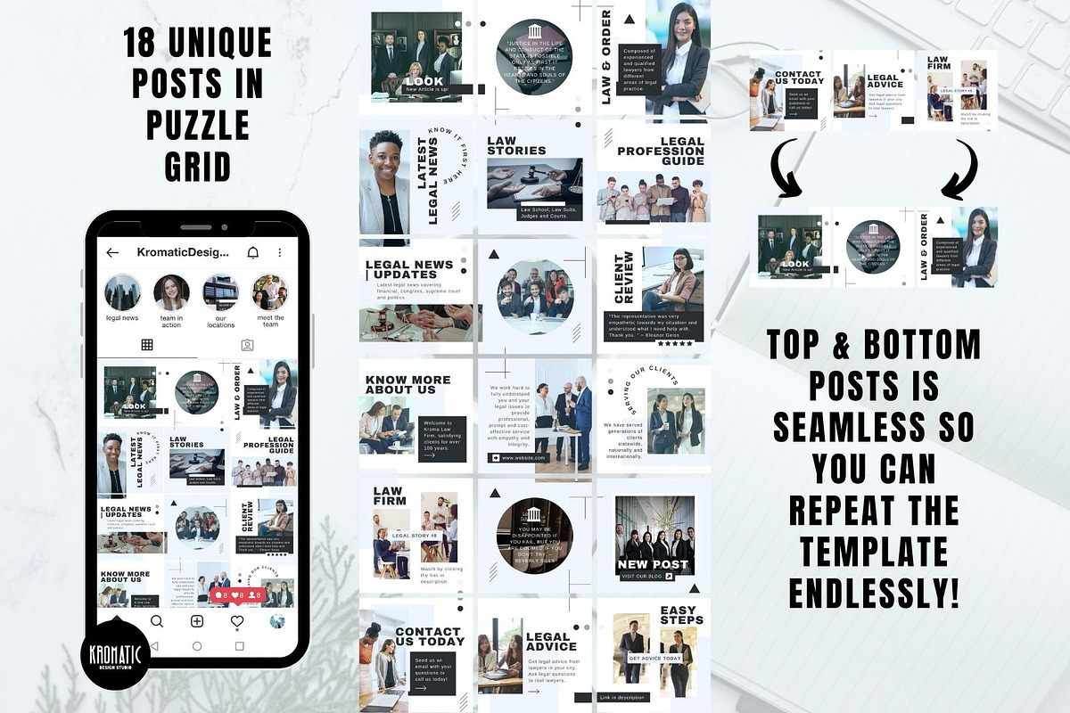 Lawyer Instagram Social Media Bundle, a Social Media Template by Kromatic Design Studio (Photo 4 of 10)