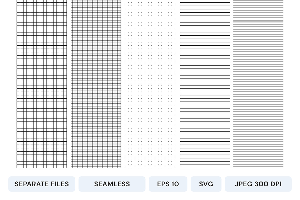 Black geometric grid pattern set, an Illustration by SappiStudio (Photo 3 of 3)