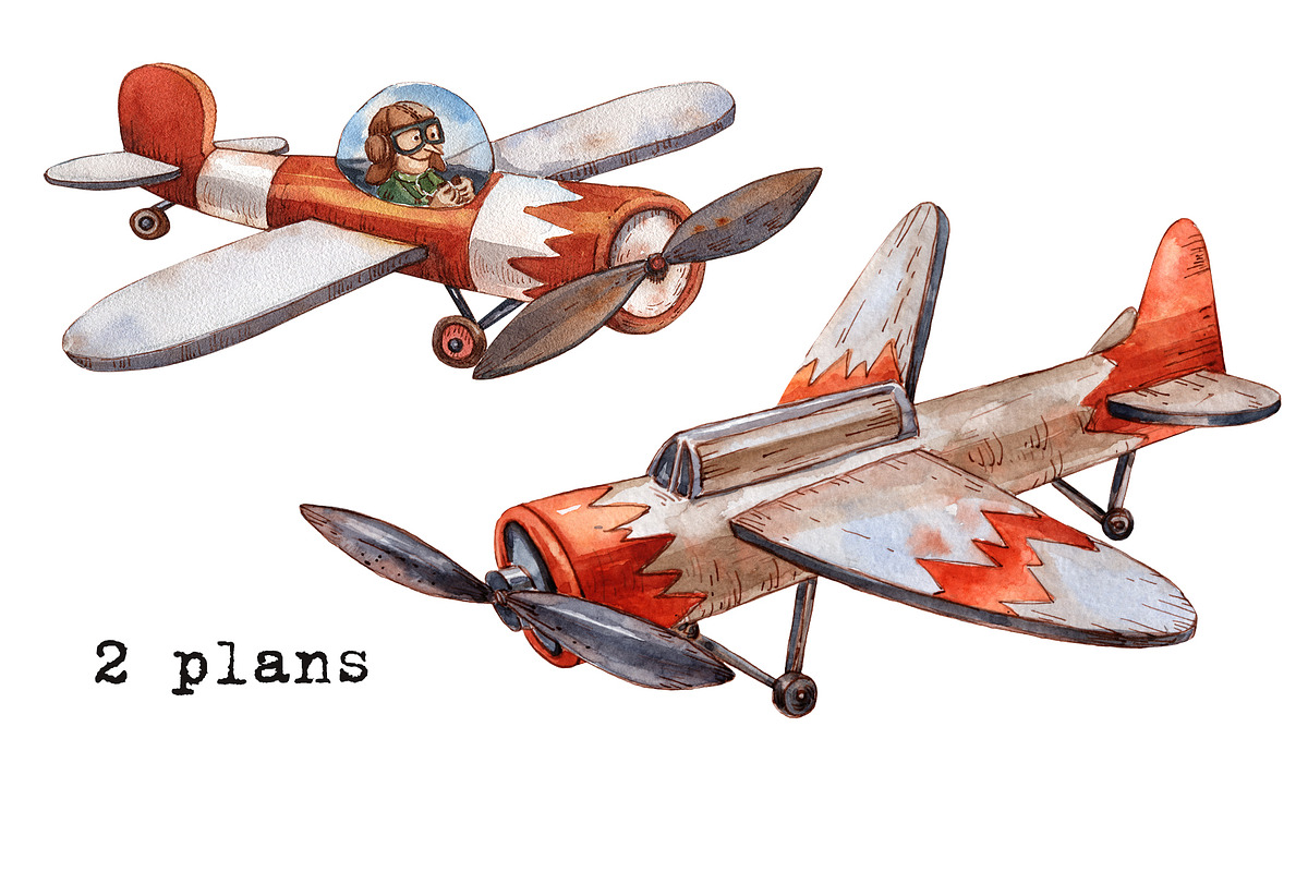 Aviators - Watercolor Clipart Set, a Texture Illustration by Mashamashastu (Photo 4 of 13)