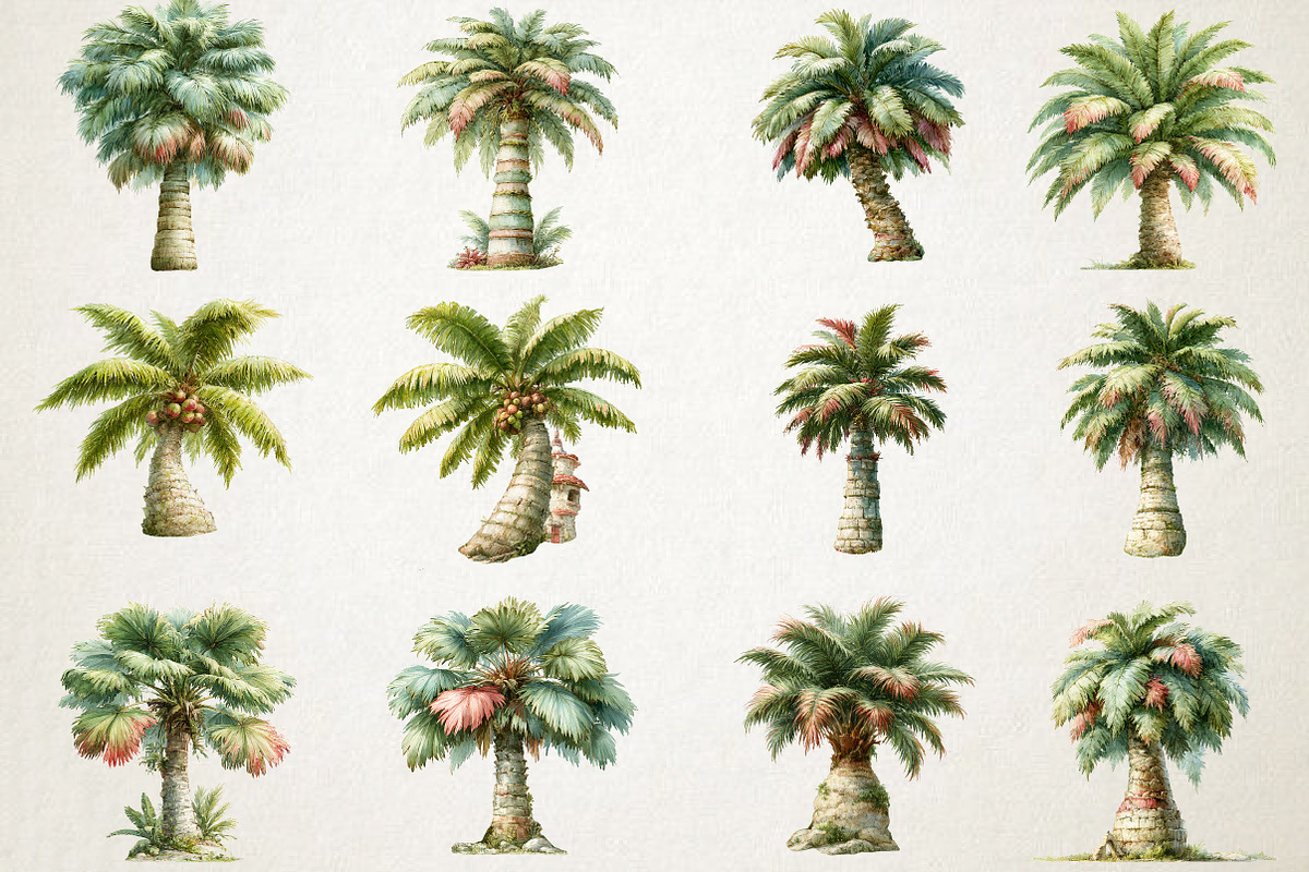 Watercolor Palm Tree PNG Clipart, a Seasonal Illustration by RobertsArt (Photo 3 of 7)