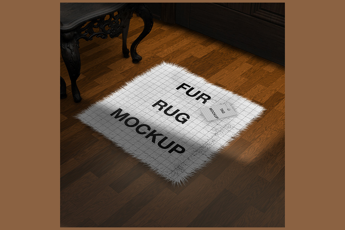 Square fur rug mockups., a Mockup by moqirynart (Photo 16 of 16)
