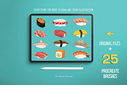 Procreate Sushi Drawing Brushes, a Brush Add-On by Artbykimmyw (Thumbnail 1 of 13)