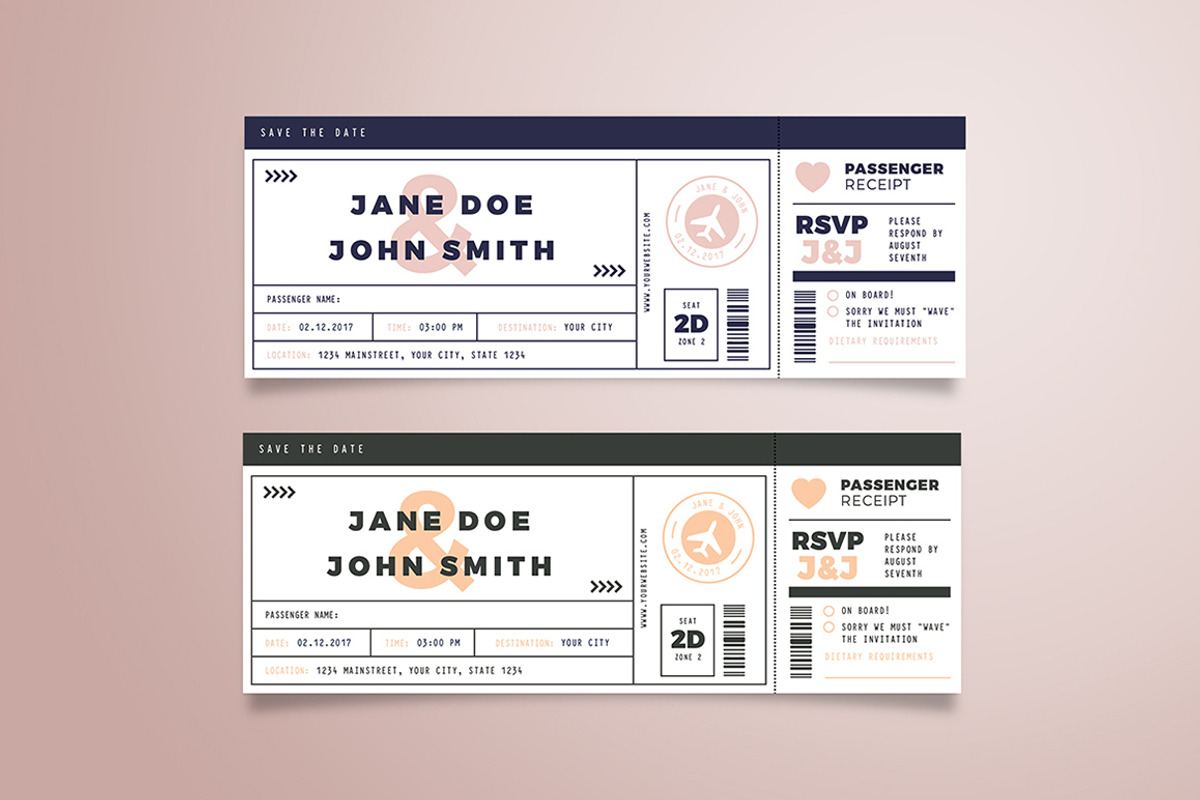 Boarding Pass Wedding Invitation, an Invitation Template by Vynetta (Photo 4 of 4)