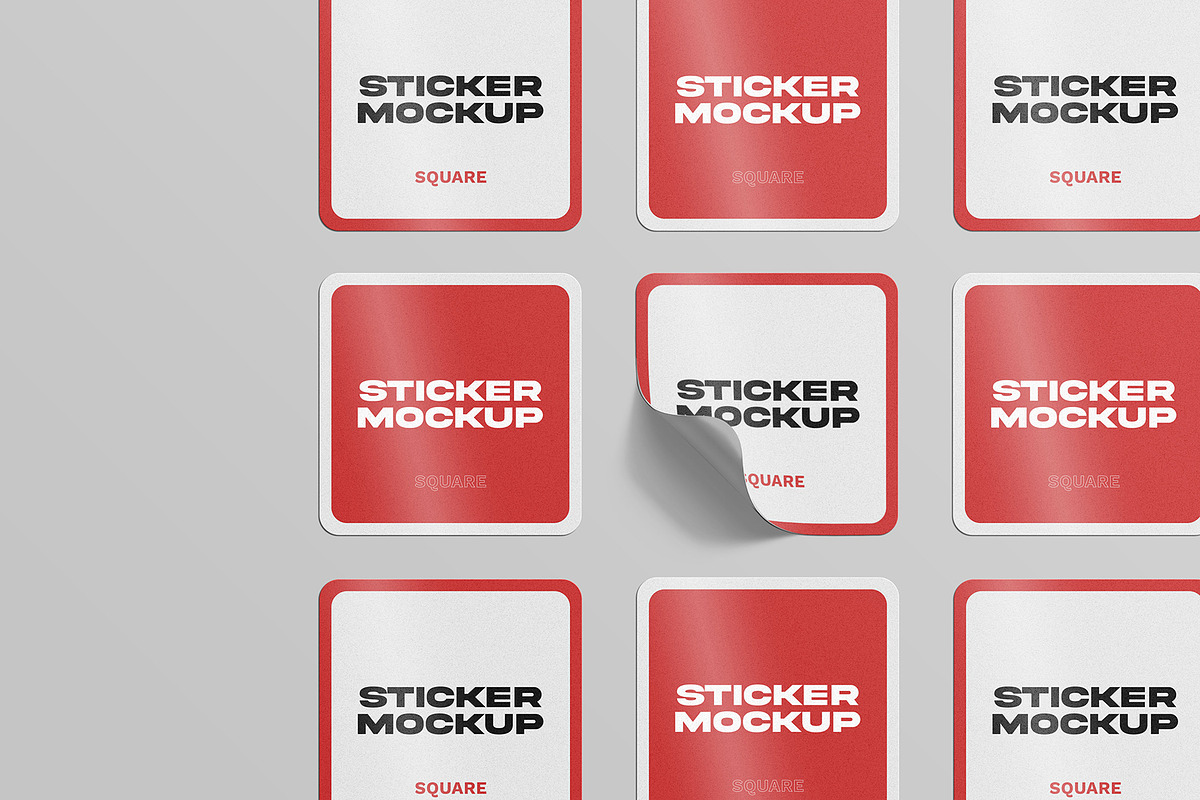 Square Sticker Mockups, a Product Mockup by MahmoudWally (Photo 2 of 5)