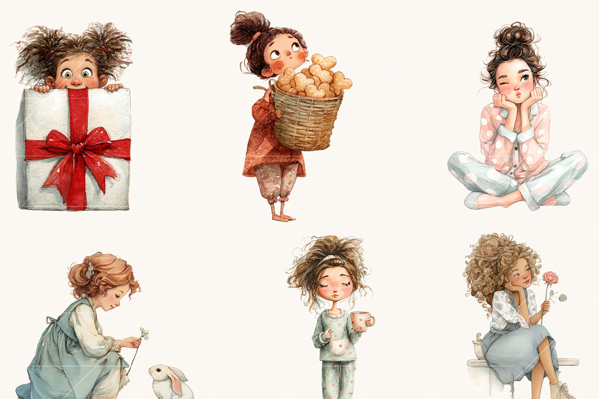 Whimsical Girl Valentine Clipart, a Person Illustration by Design Scotch (Photo 6 of 8)