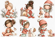 Whimsical Girl and Dog Clipart, an Illustration by Canvas Craft (Thumbnail 3 of 7)