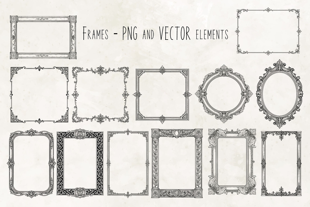 CASTLE STYLE FRAMES - vector kit, a Decorative Illustration by My Space Garden (Photo 2 of 8)