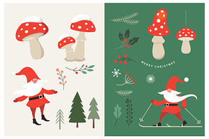 Christmas Gnome And Mushroom