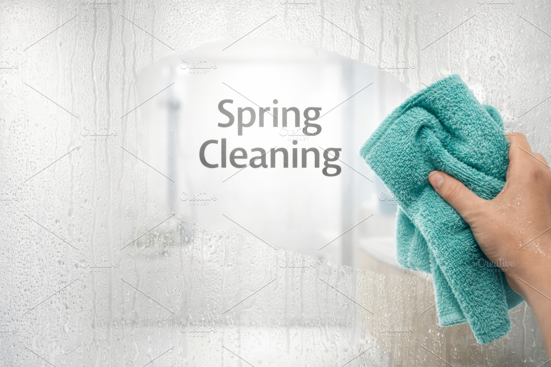 Spring cleaning concept with hand wi, a Photo by Dvoevnore photos
