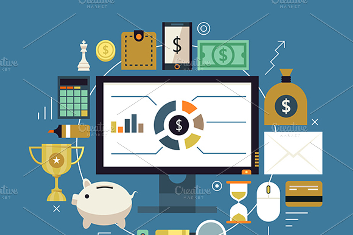 Financial Flat Workplaces, a Finance Illustration by painterr (Photo 5 of 5)