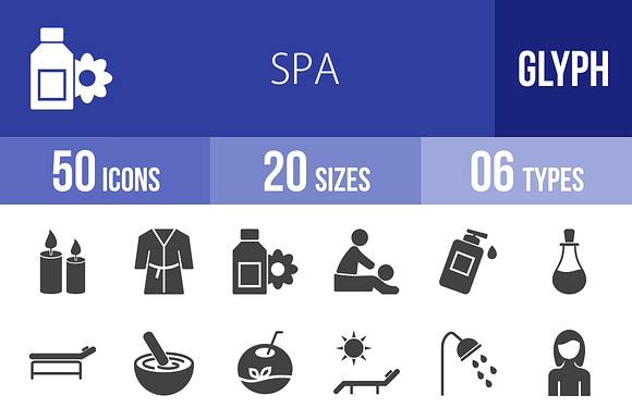 50 Spa Glyph Icons