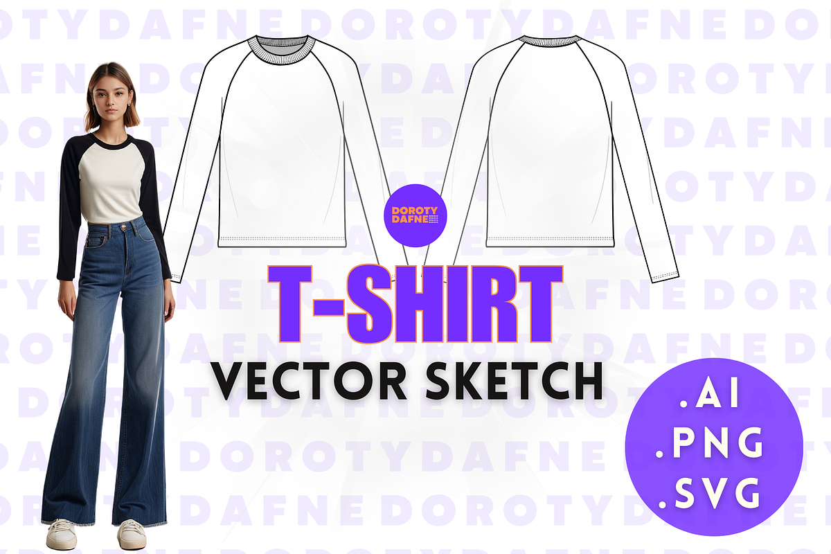 Raglan Long Sleeve T-Shirt, an Apparel Mockup by Doroty Dafne Designs (Photo 1 of 7)