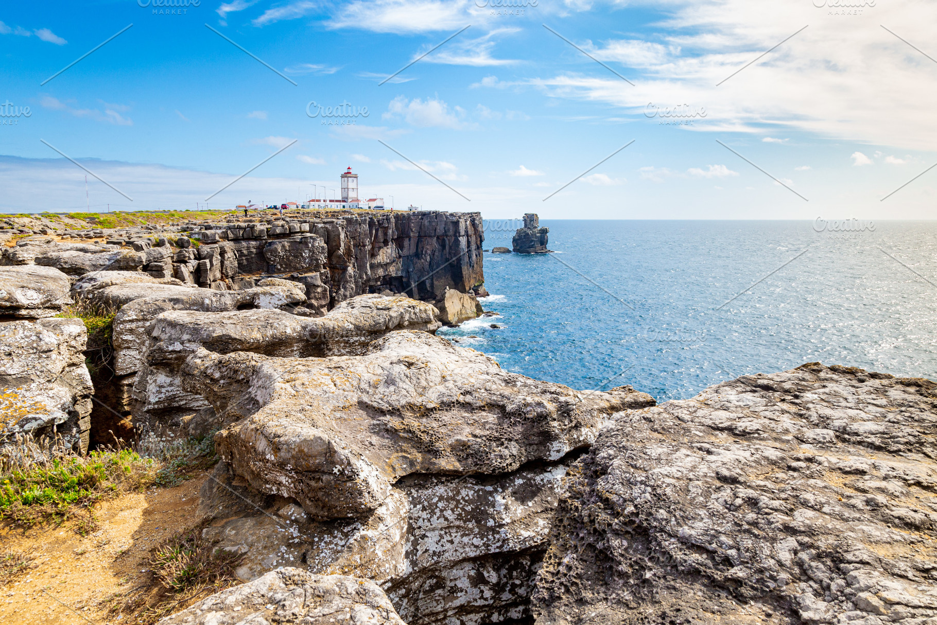 Cliffs and lighthouse of Carvoeiro cape in Peniche, a Photo by asife