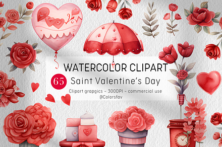 Saint Valentine's Day Watercolor Set