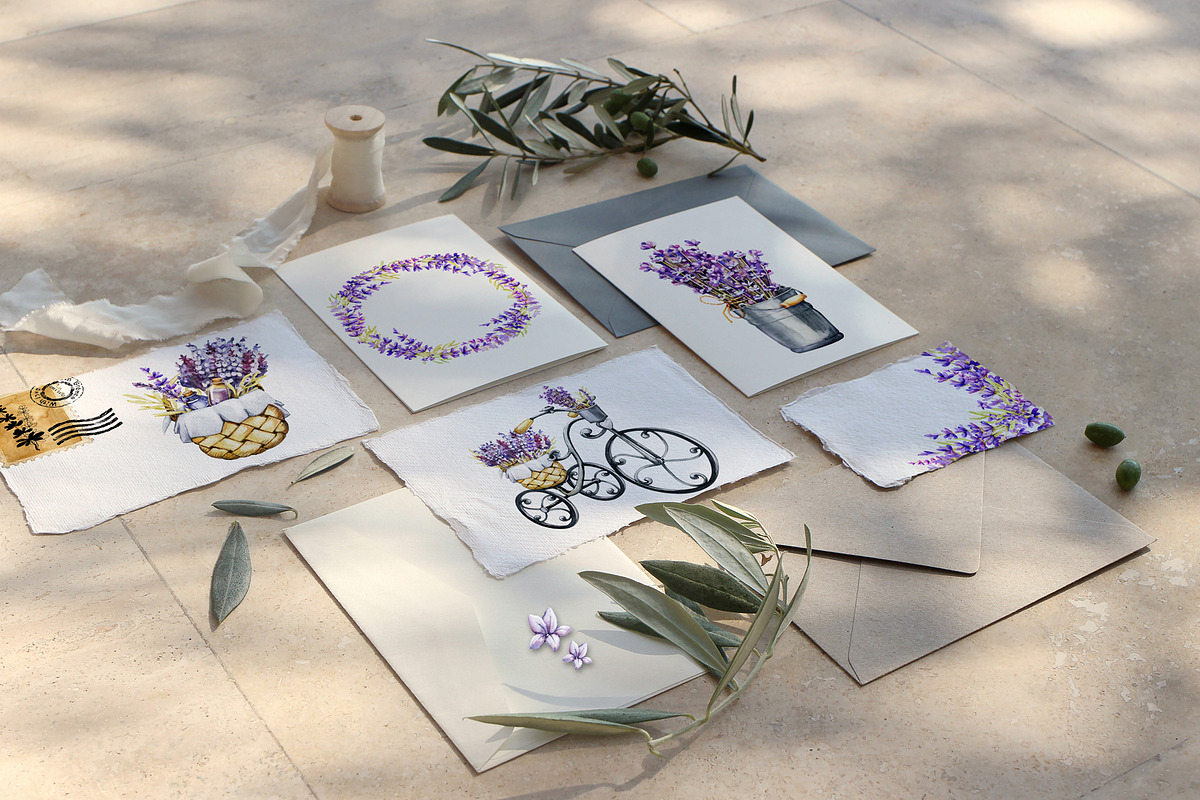 Provence Lavender watercolor clipart, a Decorative Illustration by Artmanata (Photo 8 of 14)