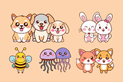 Kawaii Animals Cute Vector Set, a Templates & Theme by studiogstock (Thumbnail 3 of 4)