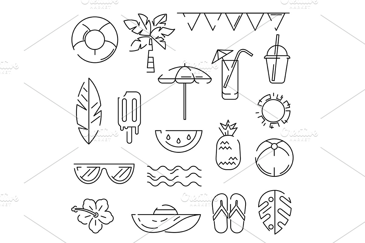 Set of summer items., an Object Illustration by incomible