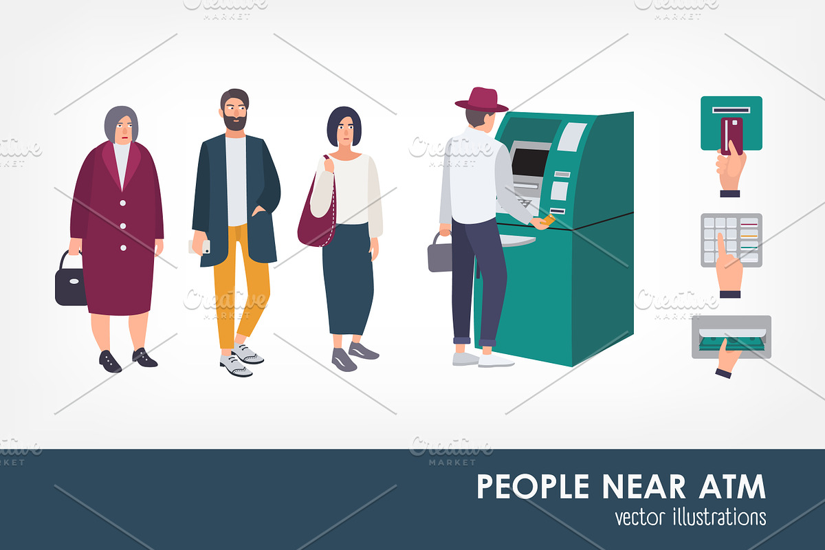 People queue near ATM, a Finance Illustration by Good Studio (Photo 1 of 3)