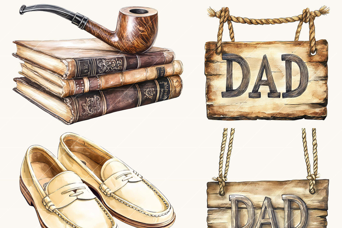 Watercolor Fathers Day Clipart, a Person Illustration by SparkyDesignsUS (Photo 6 of 10)