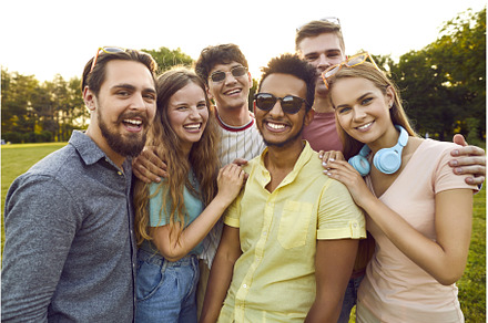 Group portrait of happy cheerful, a Person Photo by StudioRomantic