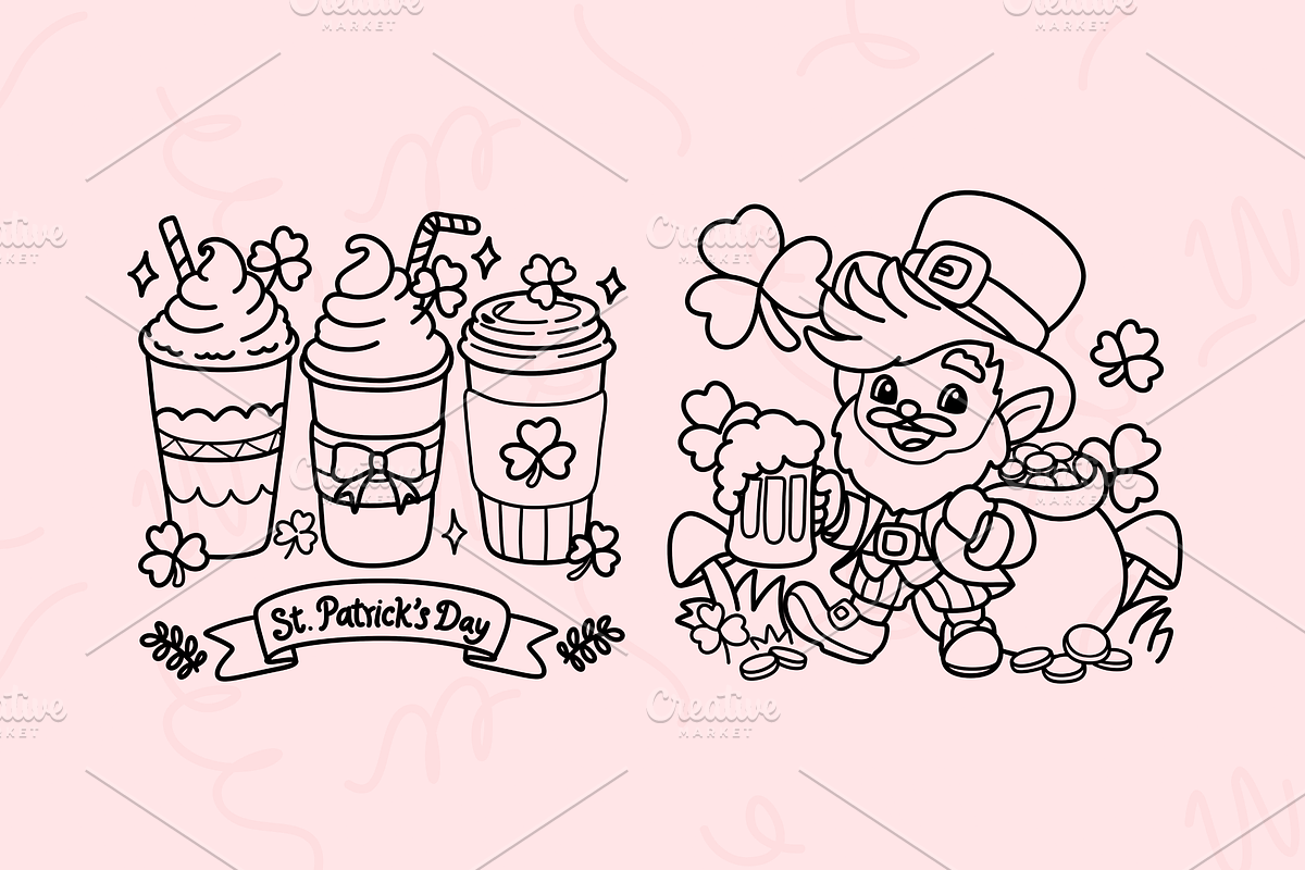 St. Patrick’s Day Coloring Pages, a Seasonal Illustration by Neon Studio (Photo 3 of 4)