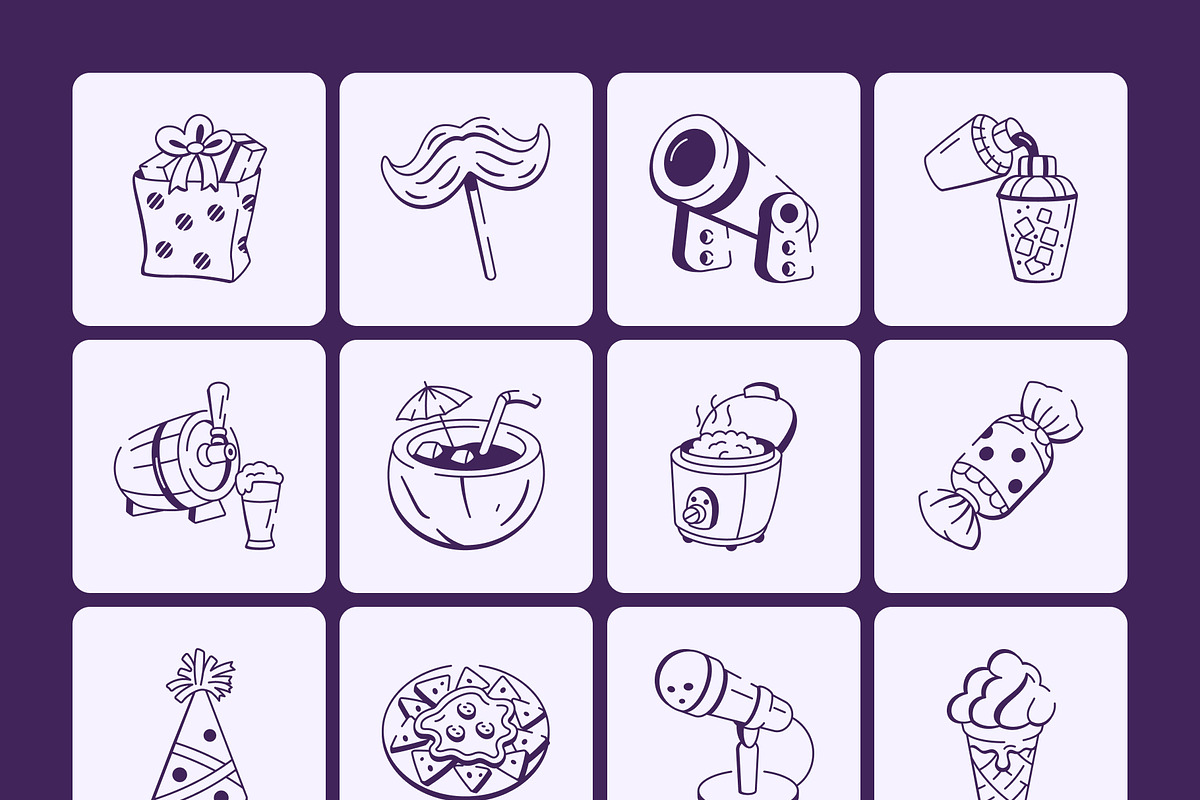 Party and Firework Doodle Set, an Outline Icon by Vectors Market (Photo 8 of 8)