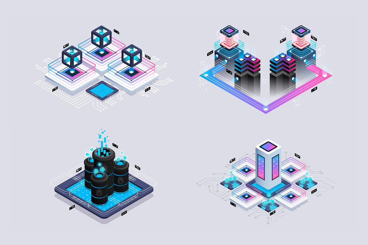 Set isometric illustrations for web., a Technology Illustration by Andrew_Derr (Photo 4 of 5)