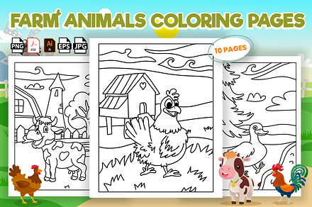Farm Animals Coloring Book for Kids