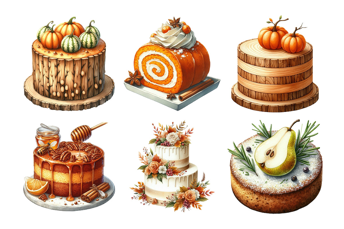 Autumn Cake Clipart Bundle, an Illustration by Daily.Designs (Photo 5 of 5)