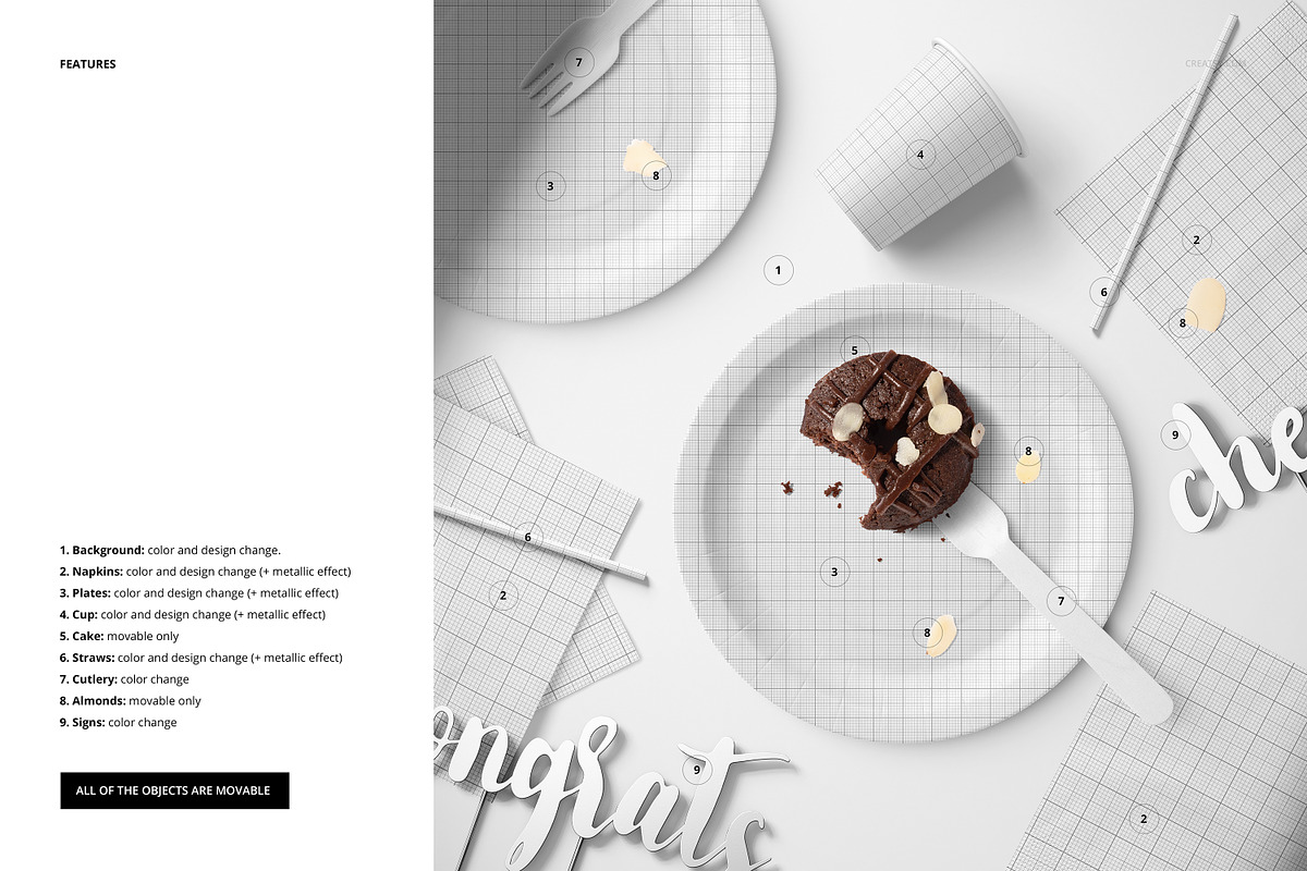 Paper Tableware Set Mockup, a Merchandise Mockup by creatsy5 (Photo 2 of 5)