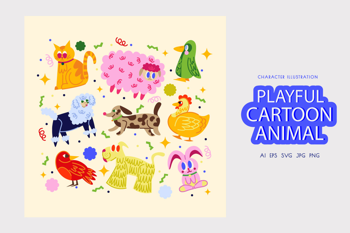 Playful Cartoon Animal, an Object Graphic by Bewalrus Studio (Photo 3 of 4)