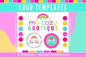 Colorful Boutique Logo - 3 Versions, a Branding & Logo Template by SunshineStudioBoutique