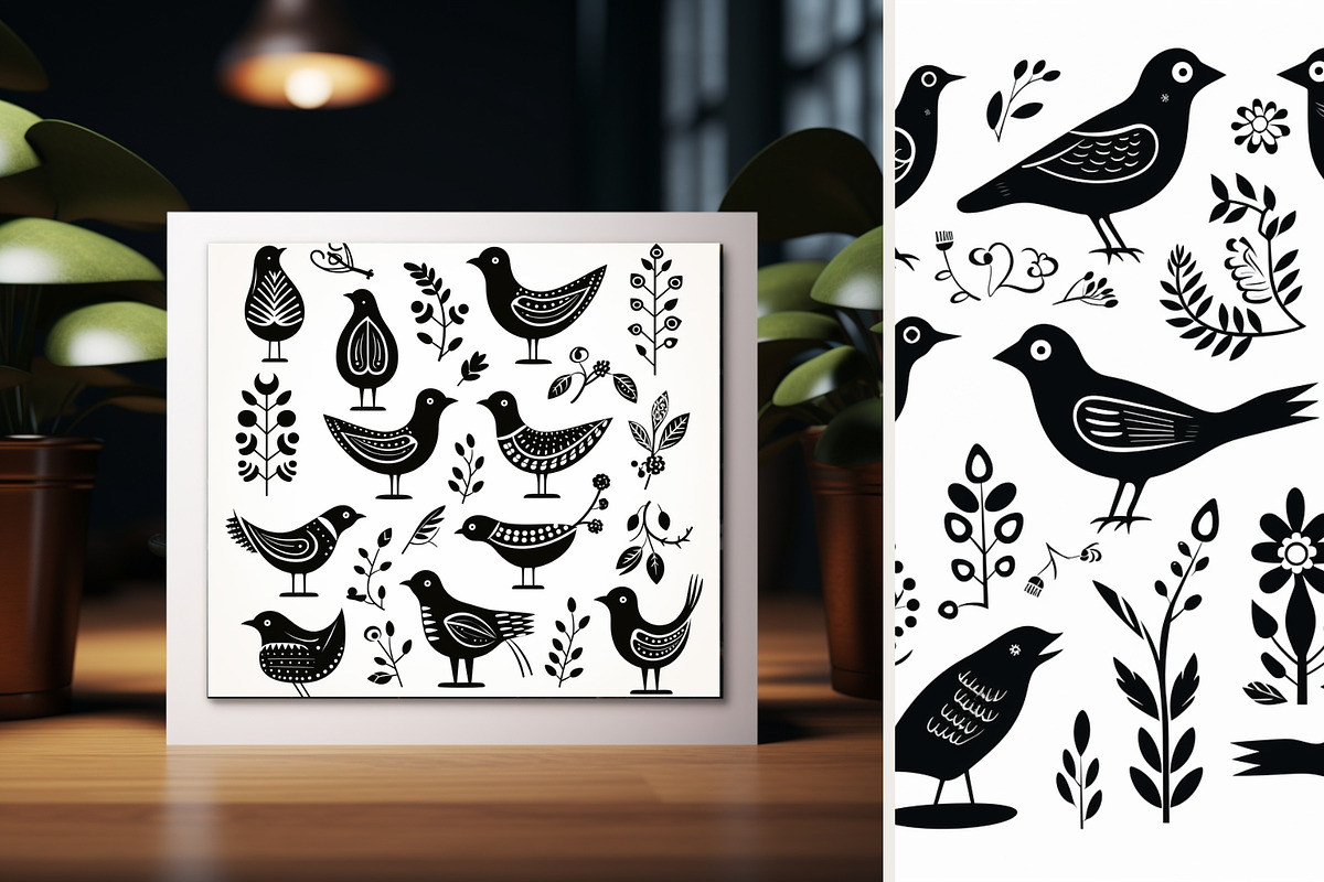 15 folk black bird wall art print, a Decorative Illustration by ARTOZEN DIGITAL (Photo 3 of 12)