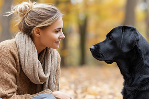 Young woman bonding with her dog, an Animal Photo by MistyDay
