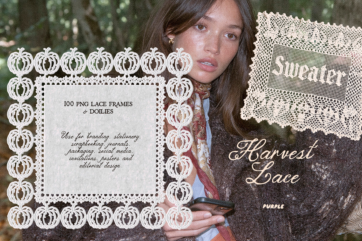 Harvest Lace: PNG Frames & Doilies, an Object Graphic by Purple (Photo 3 of 9)