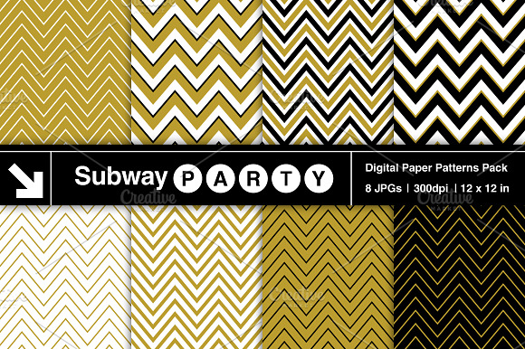 Gold Black White Chevron Papers