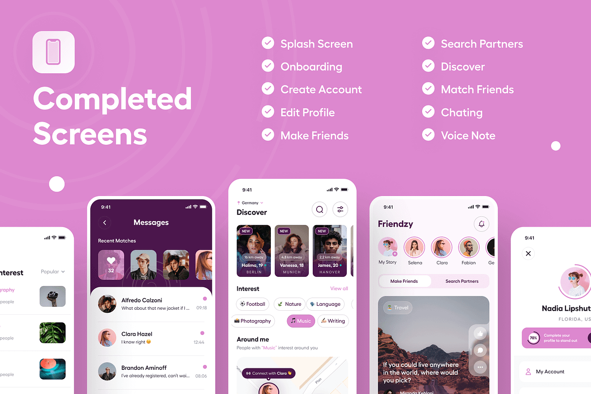 Friendzy - Dating App UI Kit, an UI Kit Template by dhuhacreative (Photo 8 of 8)
