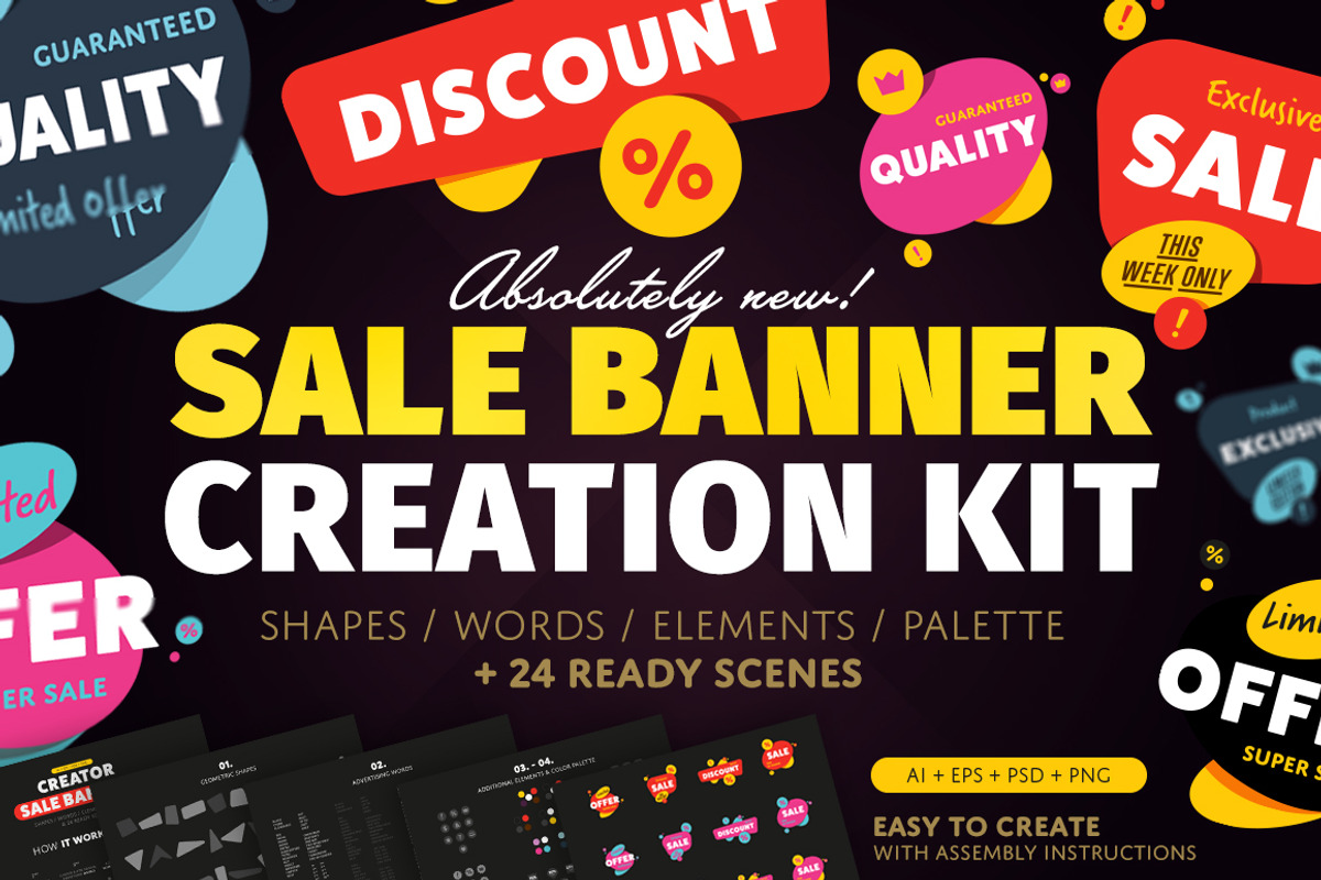 Sale banner and Discount tag kit, a Templates & Theme by Alfazet Chronicles (Photo 2 of 11)