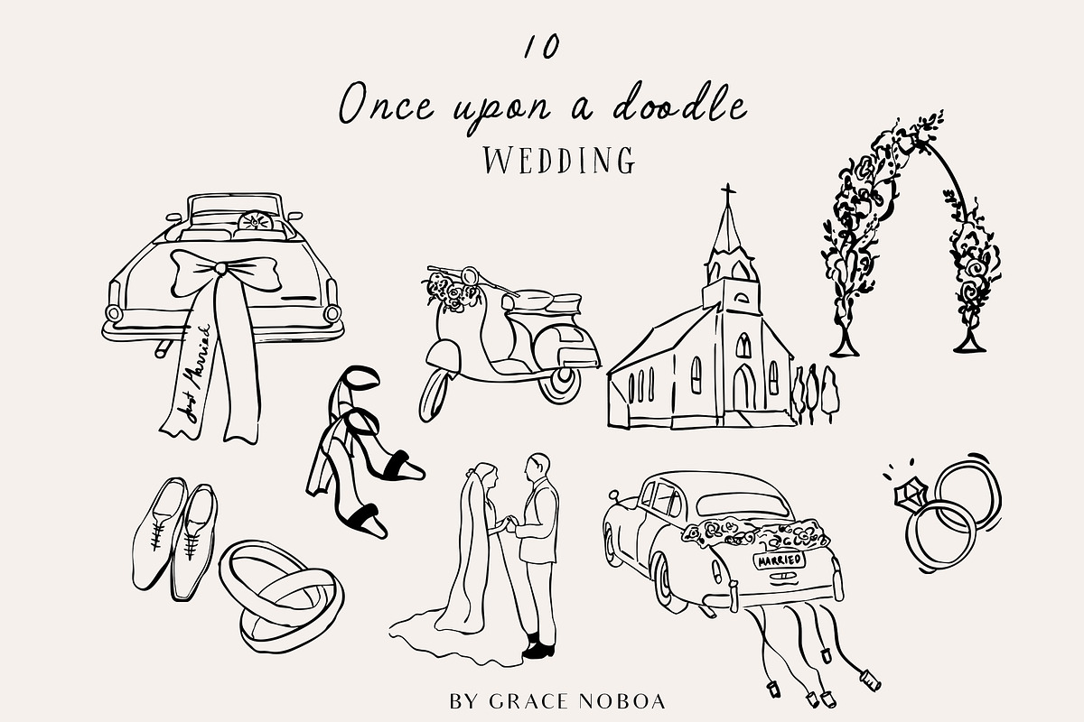 Whimsical doodle Line art svg vector, a Decorative Illustration by Grace Noboa Illustrations (Photo 8 of 19)