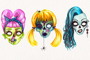 Watercolor Zombie Heads, an Illustration by Dapper Dudell (Thumbnail 2 of 4)
