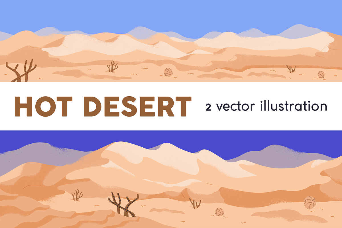 Hot desert with sand dunes landscape, a Seasonal Illustration by Good Studio (Photo 1 of 3)