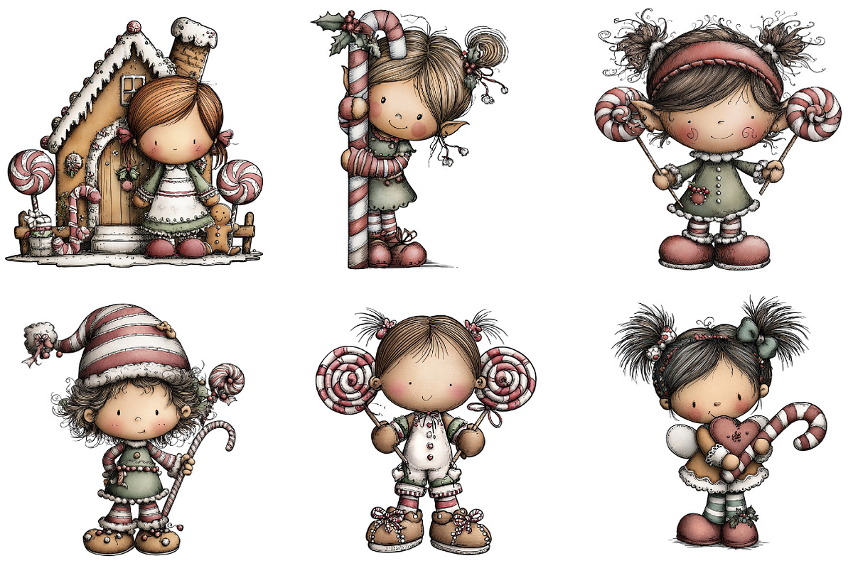 Christmas Candy Elf Clipart, an Illustration by DreamArtGraphic (Photo 3 of 5)