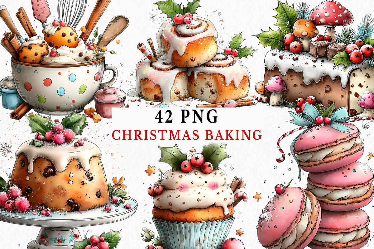 Christmas Baking Clipart Bundle, a Seasonal Illustration by fashionaddict (Photo 1 of 7)