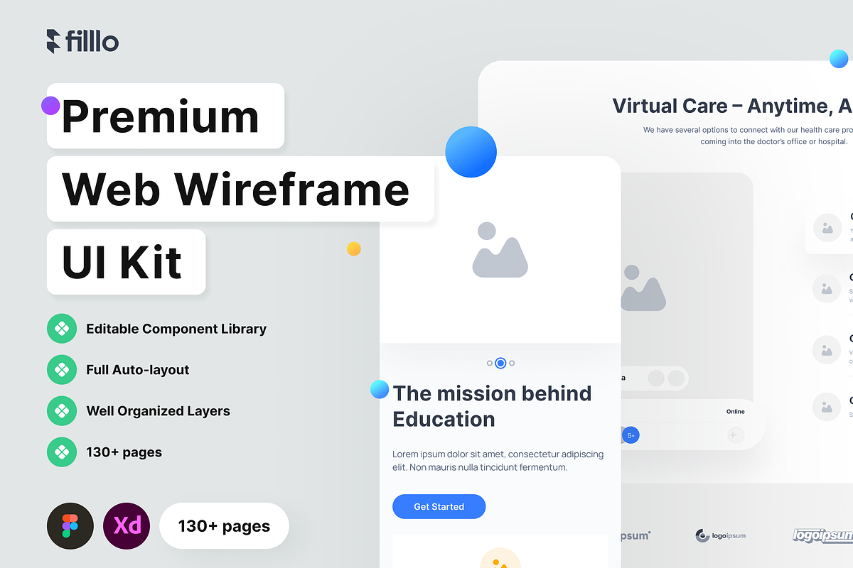 Filllo Web Wireframe UI Kit, an UI Kit Template by floxui (Photo 1 of 6)