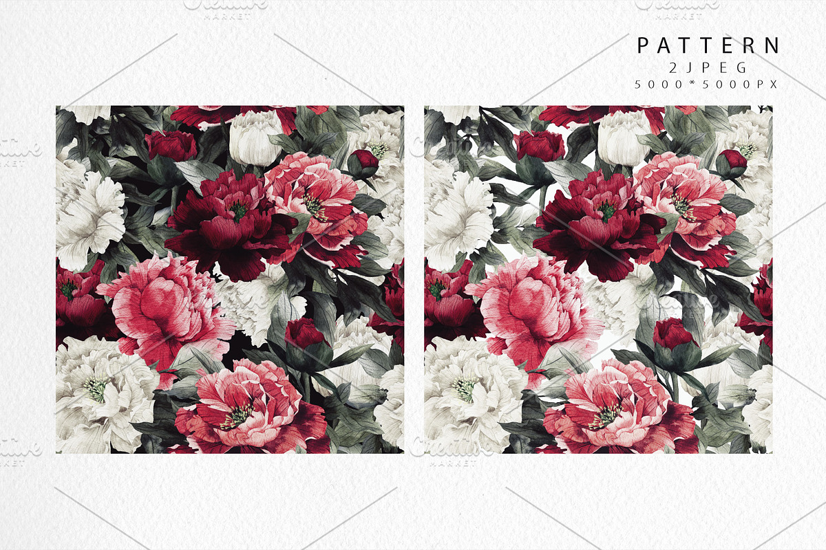VINTAGE PEONY, flower clipart, a Decorative Illustration by ollalya (Photo 10 of 11)