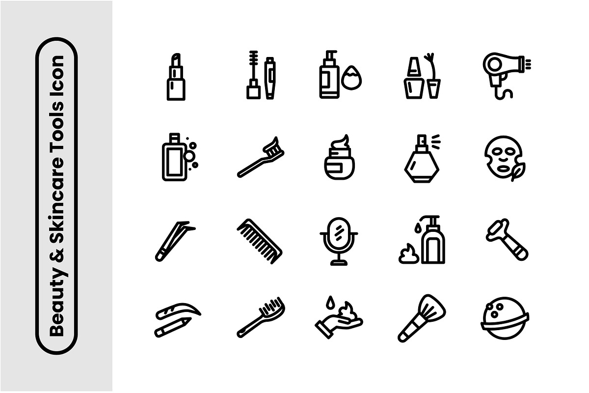 Beauty & Skincare Tools Thick Line I, an Icon by Decta Store