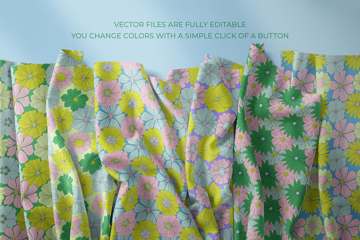 Fresh Summer Retro Floral Patterns, a Pattern Graphic by Tiger and Flower (Photo 10 of 20)