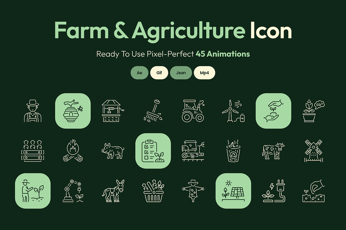 Animated Farm and Agriculture Icon, an Outline Icon by Prosymbols (Photo 1 of 3)