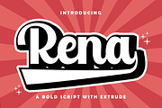 Rena - Retro Font, a Script Font by Madjack.font (Thumbnail 1 of 8)